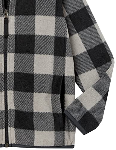 Boys' Polar Fleece Full-Zip Hooded Jacket, Grey, Buffalo Check, Large