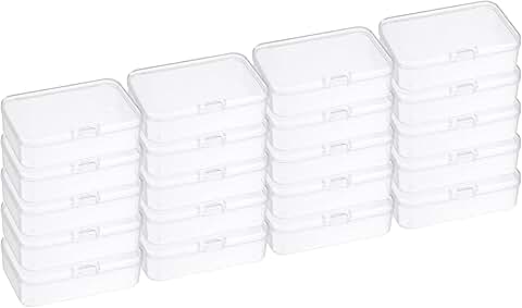 20 Clear Plastic Storage Boxes with Hinged Lids