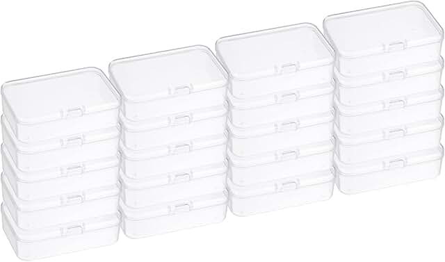 20 Clear Plastic Storage Boxes with Hinged Lids
