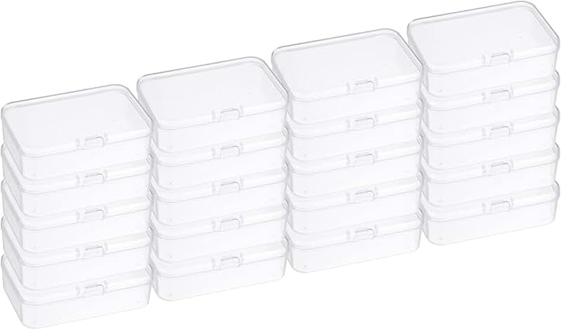 20 Clear Plastic Storage Boxes with Hinged Lids