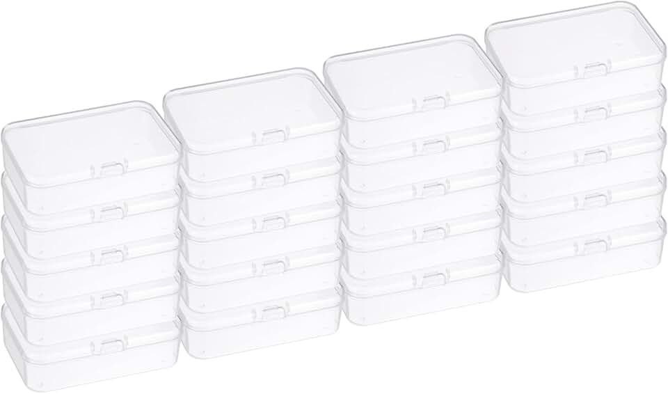 20 Clear Plastic Storage Boxes with Hinged Lids