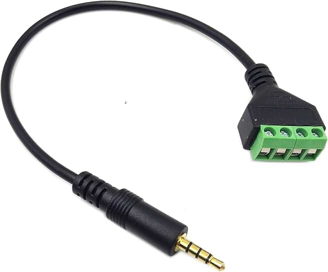 3.5mm Stereo TRRS to Terminal Block Adapter Cable