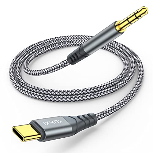 USB C to 3.5mm audio cable, 4 feet, grey