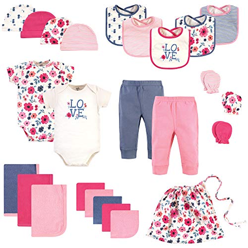 Uni  Baby  Cotton Layette Set and Giftset, Blue Garden Floral, 0-6 Months