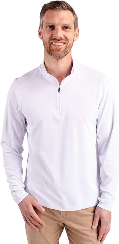 Men's Long Sleeve Eco Pique Quarter Zip Overknit