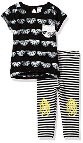 Girls' Lemon Baby 2pcs Tunic and Legging Knit, Black, 3 Months