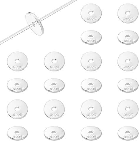 20pcs 6mm Sterling Silver Flat Disc Spacer Beads