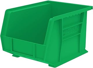 Stackable Green Plastic Storage Bins, 6-Pack