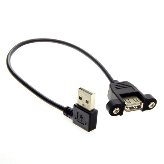 USB 2.0 Extension Cable, 20cm, Angled, Panel Mount
