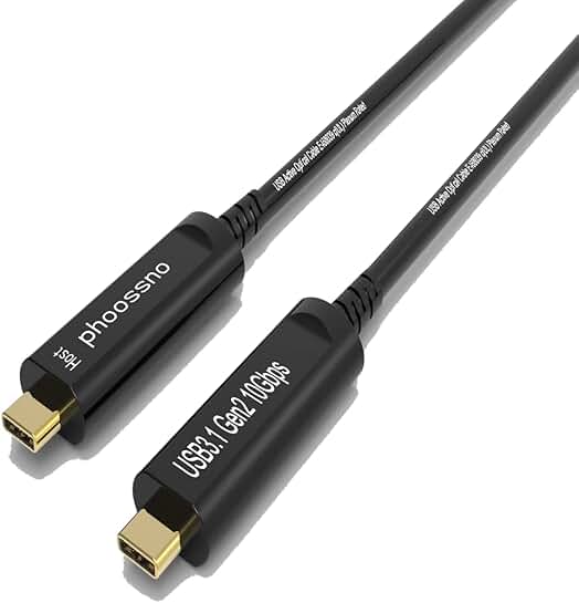 Fiber Optic USB-C to USB-C Cable, 33ft, 10Gbps