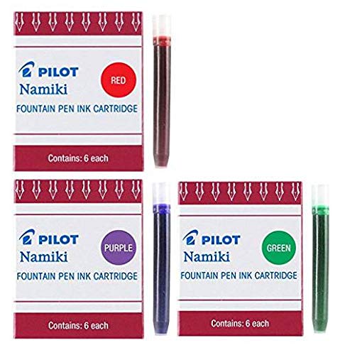 Pilot Namiki IC50 Fountain Pen Ink Cartridges in Purple, Green, Red