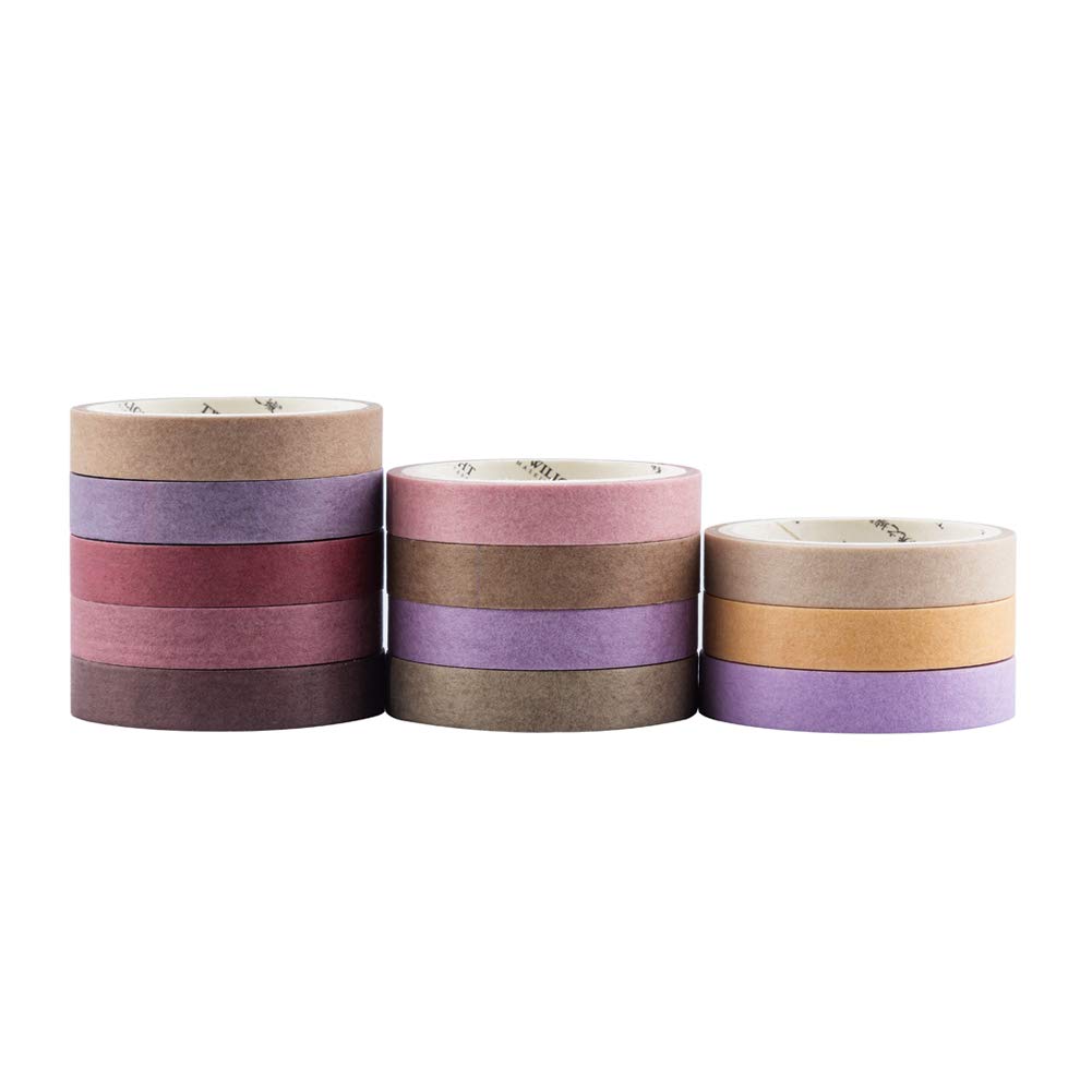 12 Rolls of Natural Color Washi Tape for Crafts and Journals
