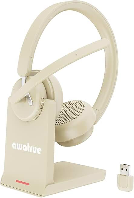 Wireless Headset with Mic and Charging Base