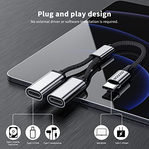 USB C to USB C Female Adapter USB Y Splitter Cable,USB C Male to 2USB-C Female Cord Converter,Dual Double USB C Port Hub USB C Split Adapter for Mac,Xbox One Series X/S,PS4,PS5,Laptop(NOT for monitor)