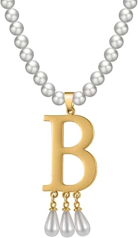 Anne Boleyn Initial Pearl Necklace for Women