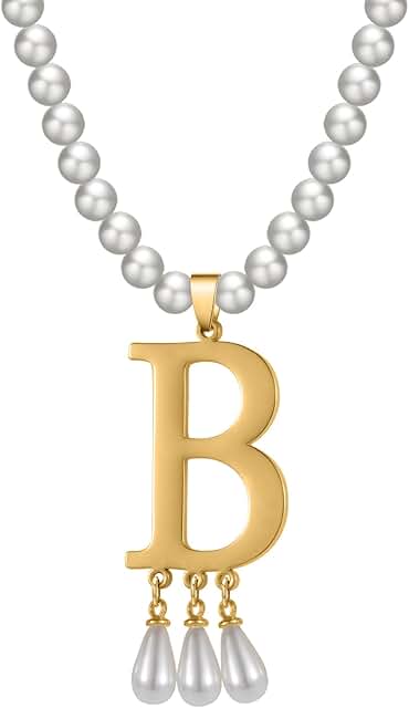 Anne Boleyn Initial Pearl Necklace for Women