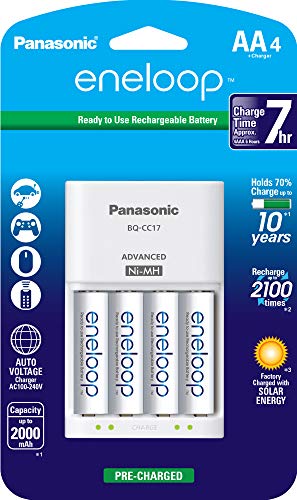 MODAIO 4-pack AA rechargeable batteries with charger
