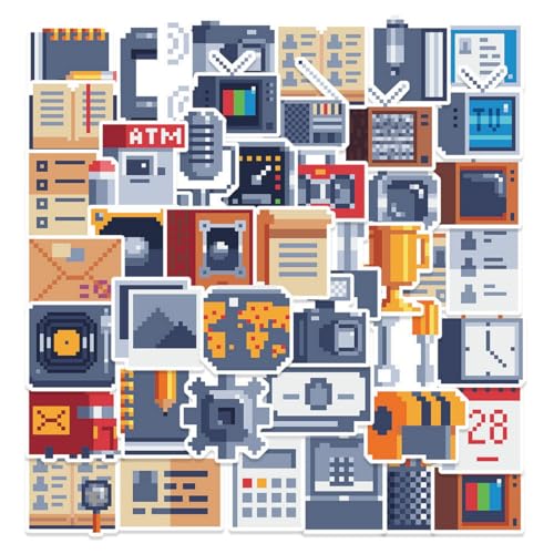 50 Vintage Gamer Stickers for Water Bottles and Laptops