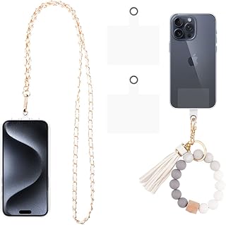 White Detachable Cell Phone Lanyard with Wrist Strap and Tether Tabs