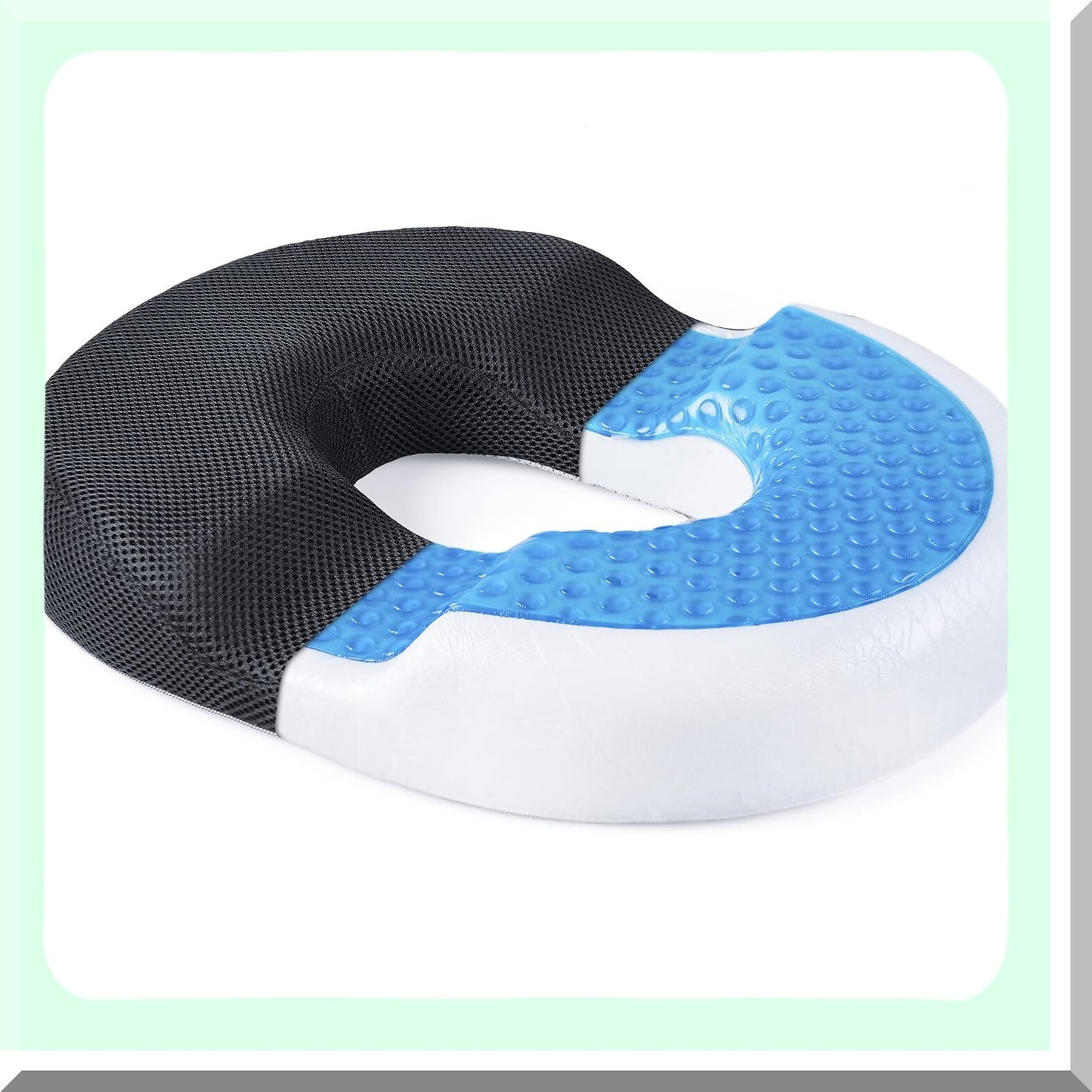 CoolGel Comfort Donut XL - Tailbone Pain Relief Cushion for Hemorrhoids, Postpartum, Pregnancy - Memory Foam Doughnut Seat Pillow for Men and Women