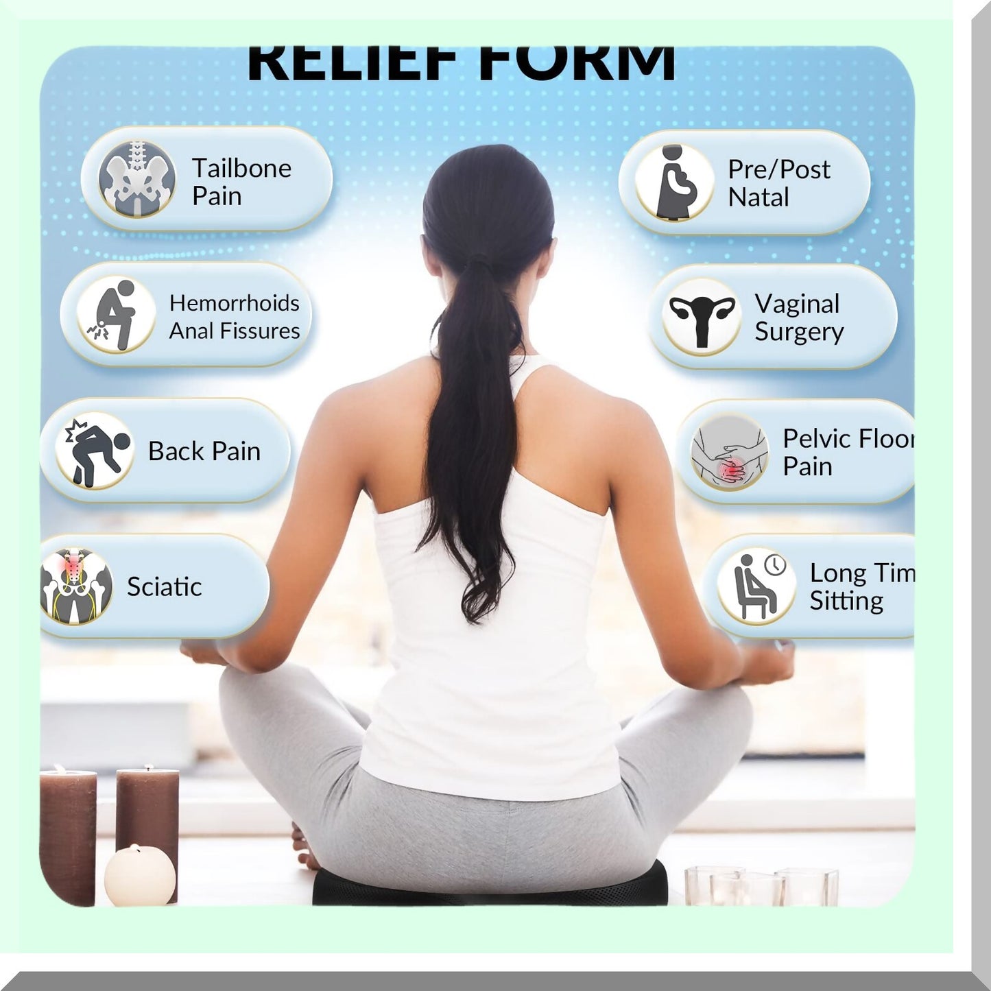 CoolGel Comfort Donut XL - Tailbone Pain Relief Cushion for Hemorrhoids, Postpartum, Pregnancy - Memory Foam Doughnut Seat Pillow for Men and Women
