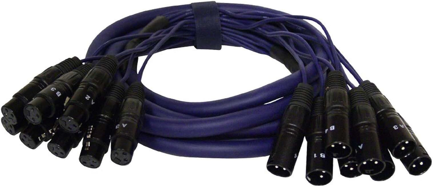 8-Channel XLR Snake Cable, 10 ft, Male to Female