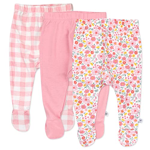 Baby 3-Pack  Cotton Footed Harem Pants, Fall Floral Pink Blush,