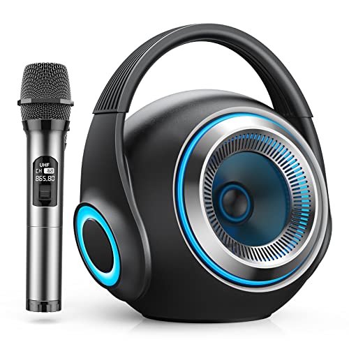 Bluetooth Speakers,Portable Bluetooth Speakers with Subwoofer Heavy Bass, Bluetooth 5.0 Wireless Home Speaker with Mic, LED Colorful Lights, Stereo Sound, for Home, Party, Travel (Black)