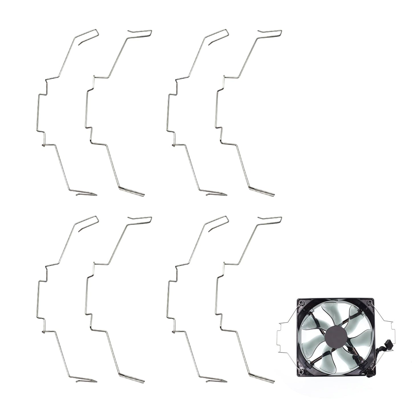 Set of 8 PC fan mounting clips for cooling