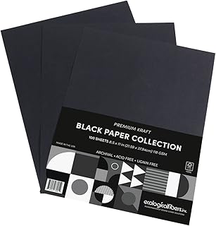 Black Kraft Paper, 8.5 x 11 inches, Pack of 100