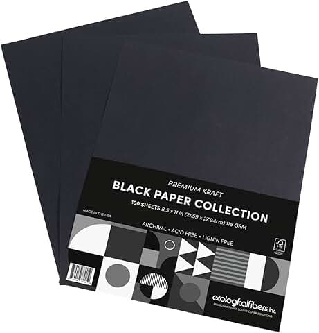 Black Kraft Paper, 8.5 x 11 inches, Pack of 100