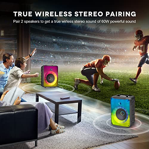 Bluetooth Speakers, 30W Portable Loud Wireless Stereo Speaker with Deep Bass, Bluetooth 5.0, Colorful Lights, TWS Pairing, 5000mAh Battery, Outdoor Speaker for Home Party Travel Gifts