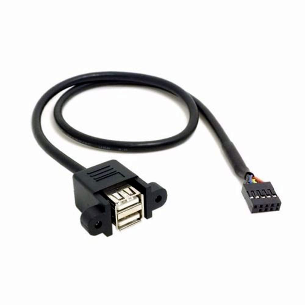 50cm Dual USB 2.0 Type A Female to 9Pin Header Cable