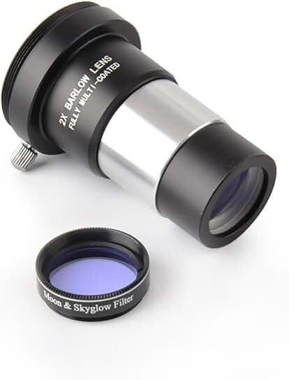 Moon Filter and 2X Barlow Lens Kit for Telescope