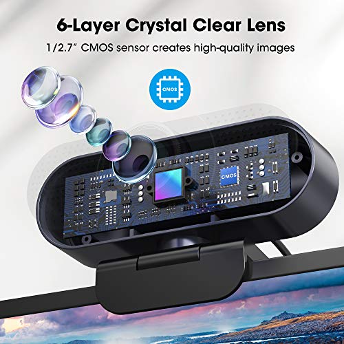 1080P Webcam with Microphone USB - Conference Room Webcam with Exposure Correction, Plug & Play, 120 Wide View, PC Camera for Computers, Conferencing, Meeting