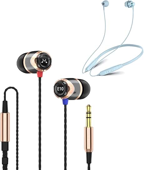 Wired In-Ear Earbuds and Bluetooth Sports Earbuds