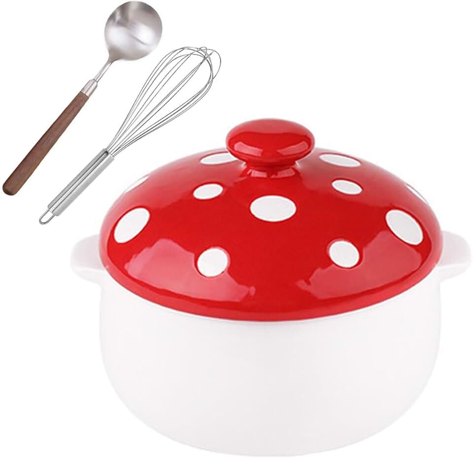 Whimsical Mushroom Ceramic Cooking Pot Set