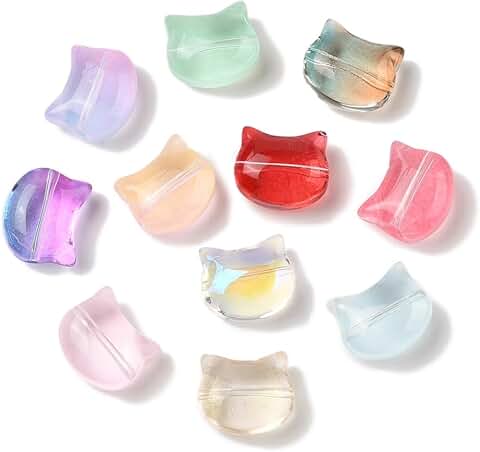 500 Transparent Glass Cat Beads for Jewelry Making