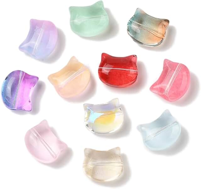 500 Transparent Glass Cat Beads for Jewelry Making