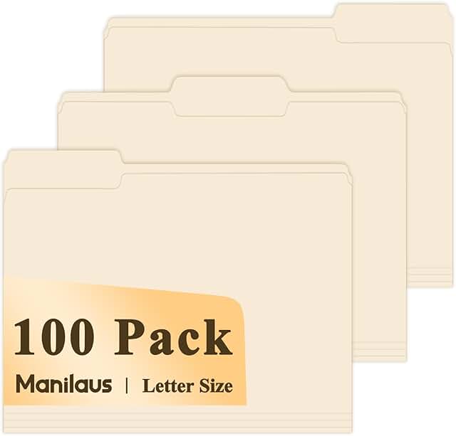 8.5 x 11 Manila File Folders, Pack of 100