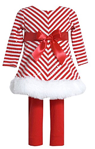 Baby Girl's Chirstmas Chevron Sequined Dress and Legging Set. Red, 3-6M