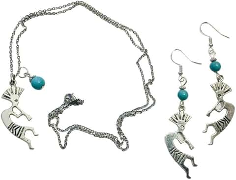 Southwestern Style Necklace and Earring Set with Turquoise Beads