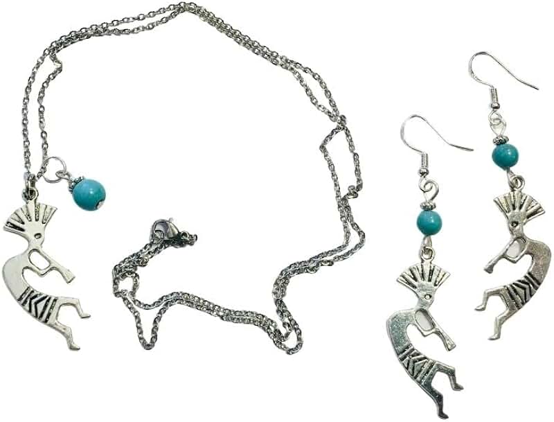 Southwestern Style Necklace and Earring Set with Turquoise Beads