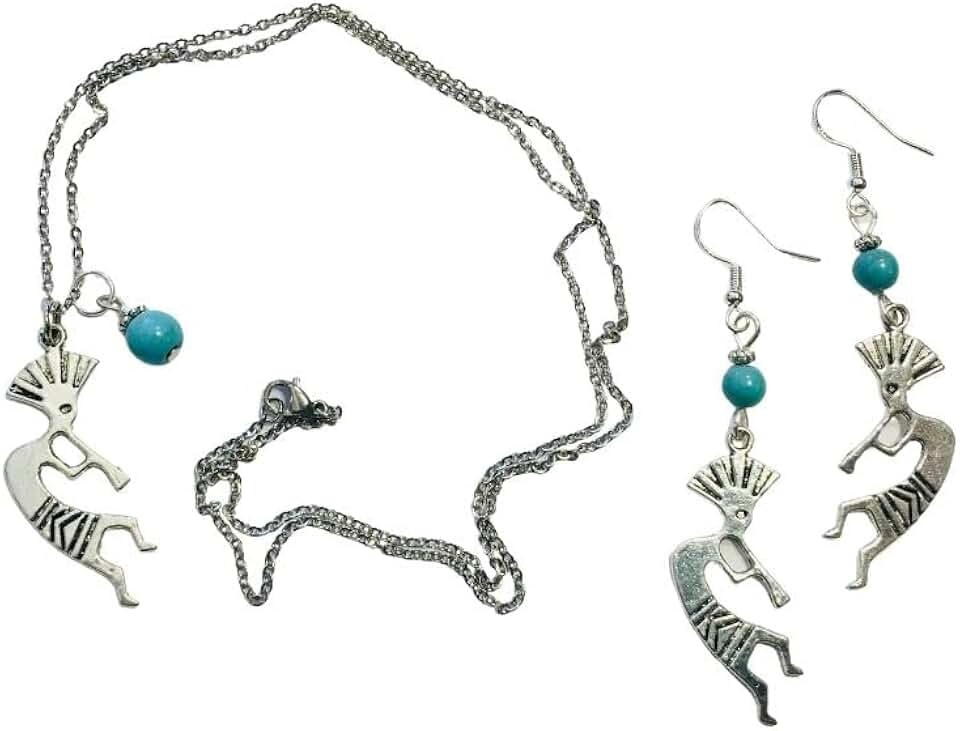 Southwestern Style Necklace and Earring Set with Turquoise Beads