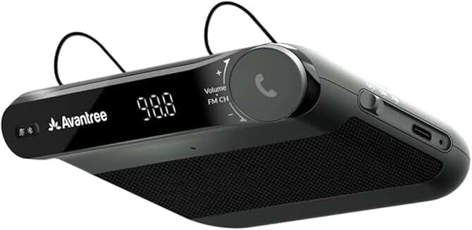 Car Bluetooth Speaker and FM Transmitter with Hands-Free and Long Playtime