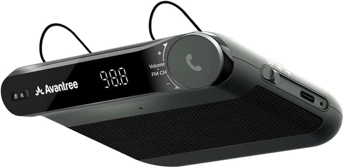 Car Bluetooth Speaker and FM Transmitter with Hands-Free and Long Playtime