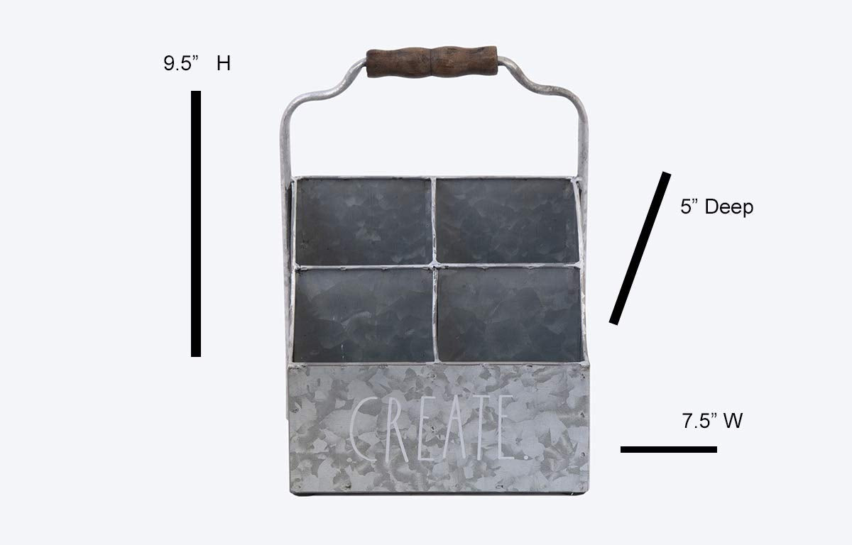 Galvanized Steel Desktop Organizer with Four Compartments
