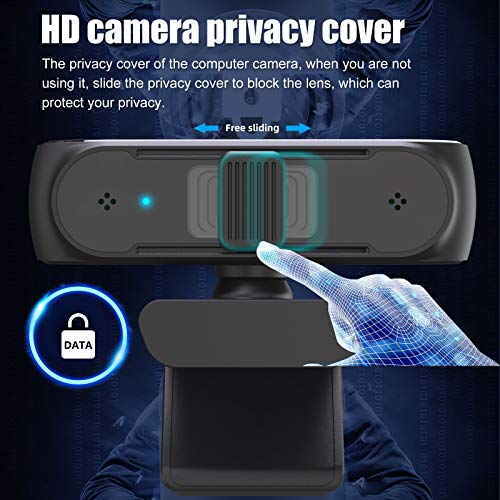 1080P/ 30fps HD USB Webcam with Noise- Reducing Microphone Auto- Focus 5MP 360 Degree Rotation Web Camera for PC, MAC, Laptop, Plug and Play Web Camera for YouTube, Skype Video Calling
