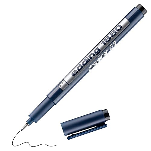 Black fineliner pen, 0.8 mm, for writing and drawing