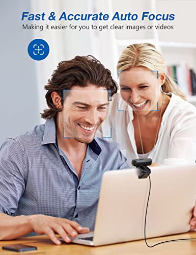 1080P 60FPS Web Camera, HD Webcam with Microphone, Streaming Webcam with Tripod and Privacy Cover, Plug&Play Computer Camera, USB Webcam for Calls/Conference, Zoom/Skype/YouTube, Laptop/Desktop